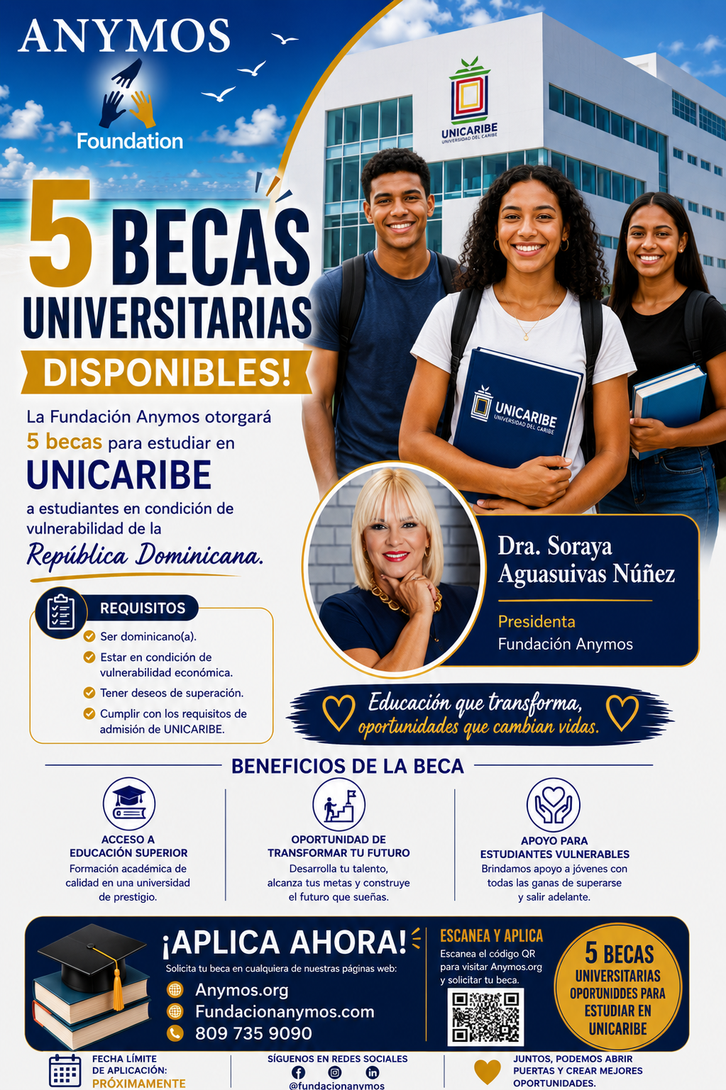 Afiche 5 Becas Universitarias UNICARIBE